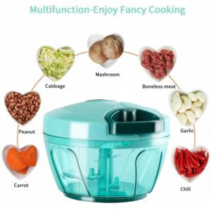 Big Size Quick Chopper Kitchen Dori Chopper Handy Vegetable and Fruit Manual Chopper Onion Vegetable Chopper (Chopper 1000ml) (Green)