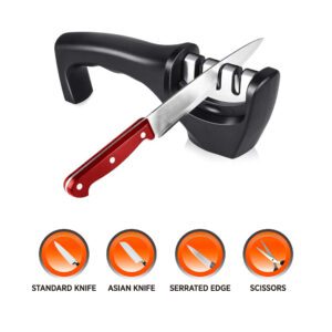 Knife Sharpener Manual 3 Stage Tool Advanced for Kitchen Rod Knives Sharpening Tool.(Pack of 1)