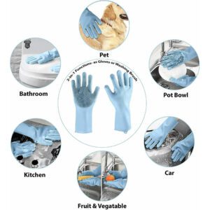 Magic Silicone Reusable Scrubbing Gloves for Kitchen Dish Washing, Car or Bathroom Cleaning | 1 Set .