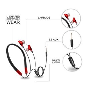 Hitage NBH-725 BLUE NECKBAND EARPHONE NEW DESIGN EARPHONE Wired Headset  (Red,Black,Blue Black,Green In the Ear)