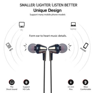 Earphone HB-543 Wired Stereo Earphones in-Ear Headphones Bass, for All Smartphones