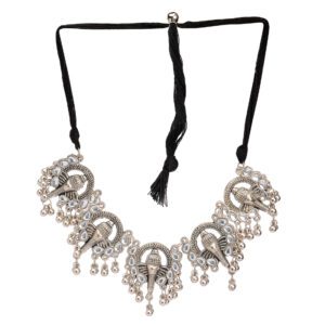 Latest Stylish Traditional Oxidised Silver Necklace Jewellery set with Beautiful Earrings/Wedding Wear Jewelry Set for Womens and Girls.