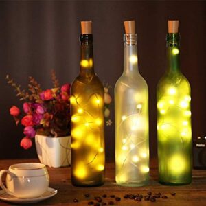 LED Warm White Wine Bottle Cork Lights Copper Wire String Lights, 2M Battery Powered Wine Bottle Fairy Lights Bottle (Pack of 1 without bottle)