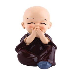 Little Cute Small Monk Buddha Statues for Home Decor car living room Decorative Showpiece (Multicolor) Set of 4 Pic