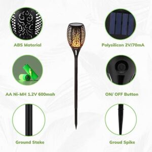 SOLAR DIZAINING POLE LIGHT  Waterproof Dancing Fire Mashaal Flame Torch Lights 96 Led 2200 Mah Battery Lantern Landscape Decoration Lighting Dusk To Dawn Auto On/Off Security Torches