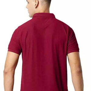 Men Solid Polo Neck Cotton Blend Maroon T-Shirt