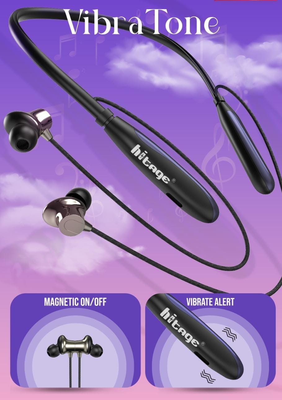 Smart Neckband Bluetooth Headset Vibrate Alert Hitage NBT-9145