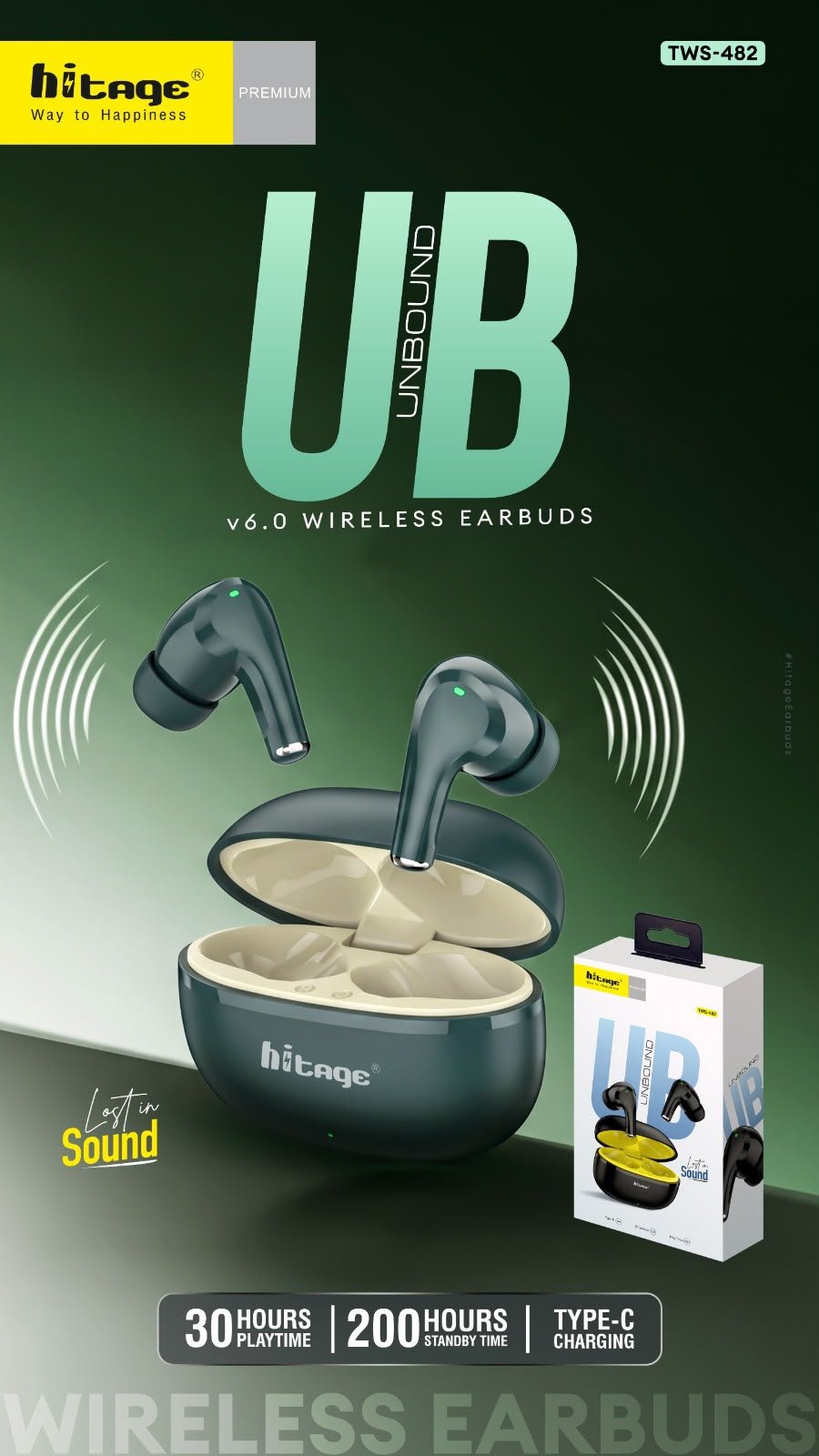 TWS-482 Hitage Wireless Earbuds - Image 2